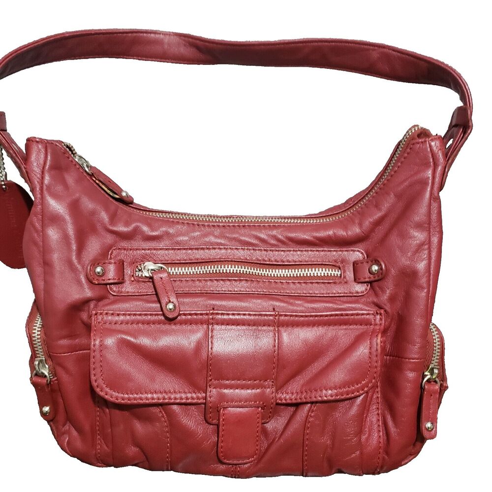 Pelle Studio Red Leather Tote Shoulder Bag